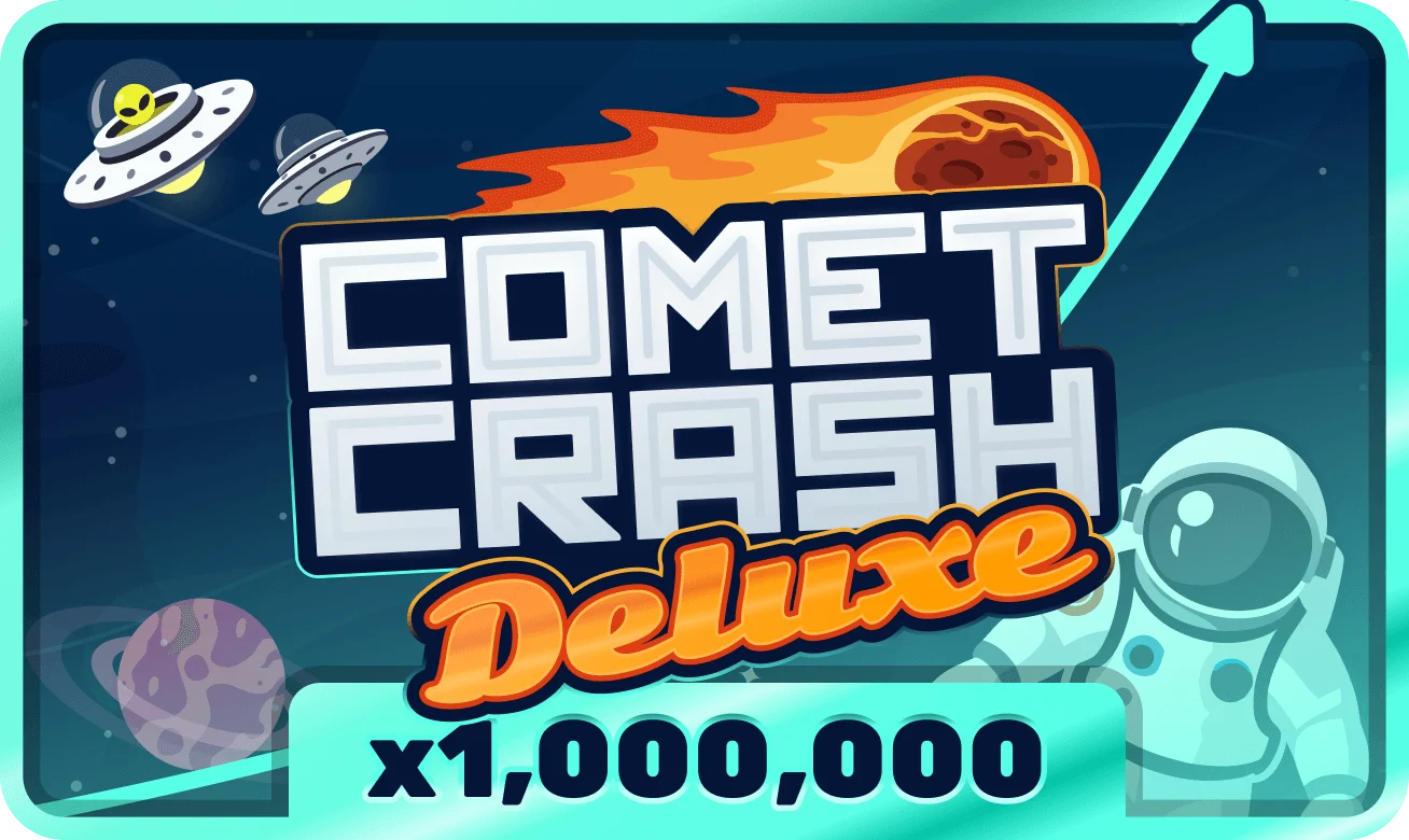 Tarjeta de crash deluxe con estética cósmica y destellos premium